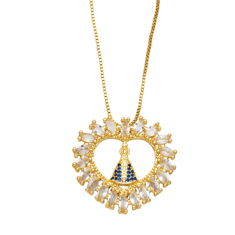 (COMPRE 1 LEVE 2) Colar Nossa Senhora Aparecida - Dupla Face com Manto de Zircônia
